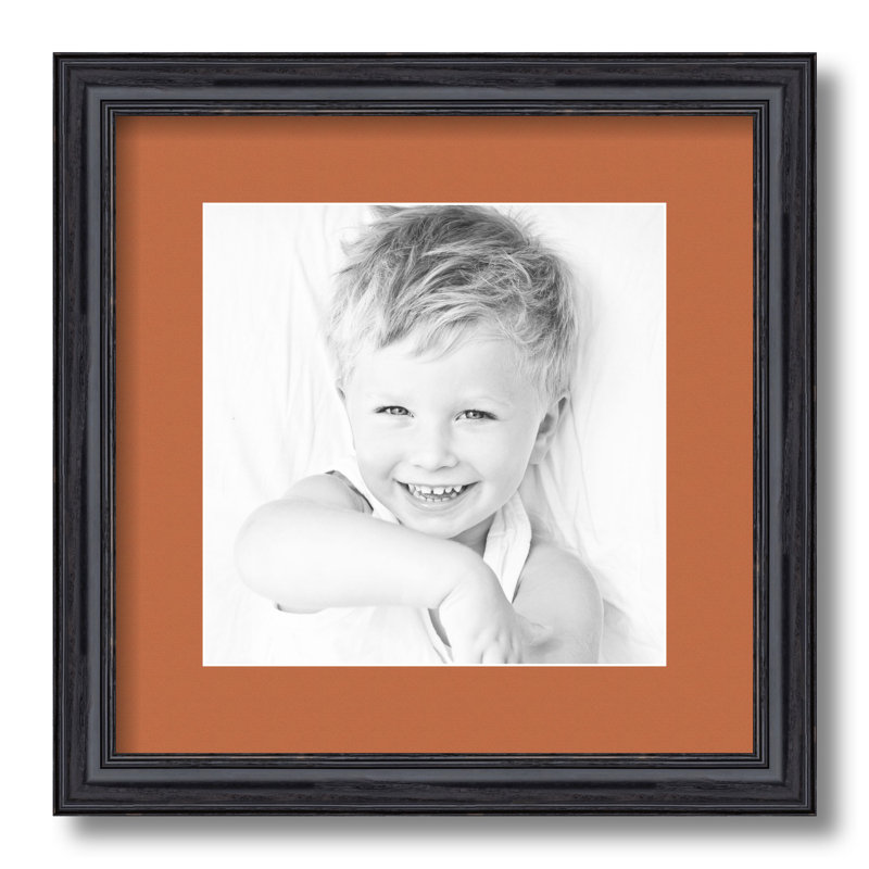 Wood Matte Picture Frame with Mat, Red Orange