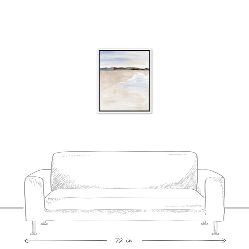 Doux paysage abstrait - peinture sur toile, H 25,75 po x l 21,75 po x P 1,75 po, Toile à cadre flottant blanc