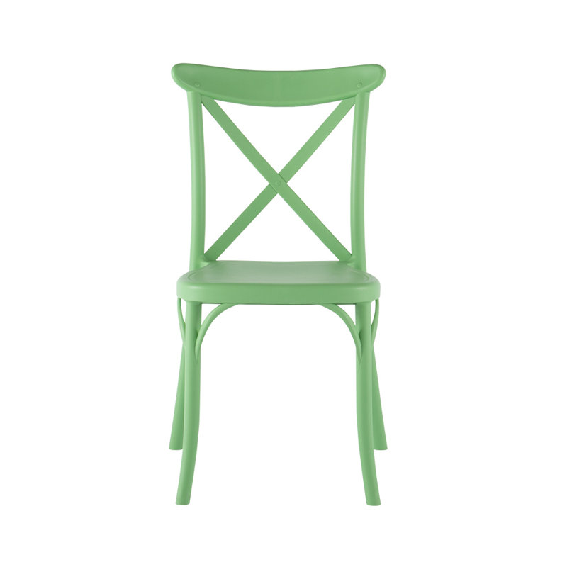 Chaise d'appoint empilable en résine à dossier croisé Guthbrand, Vert
