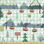 Tod Snow Capped Mountains Trees and Elevators Ski Resort Setting Fabric