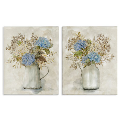 Bouquets avec charme champêtre, ensemble de 2 toiles d'art, design par Carol Robinson