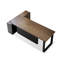 Bureau brun clair + bois massif rectangulaire noir + bureaux en fer-108304541-108304538