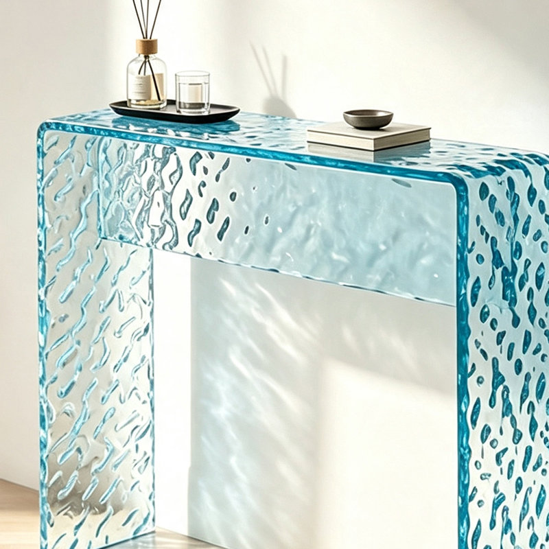 Textured Wave Acrylic U Shape Console Table