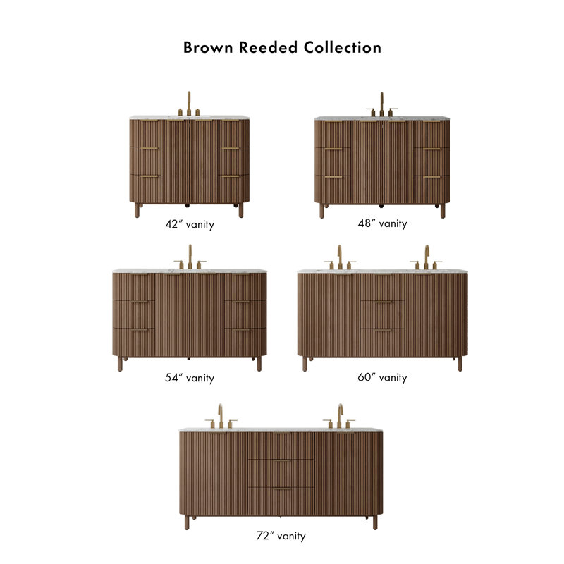 Kensington 48" Bathroom Vanity in Fluted Birch, Brown Reeded Birch