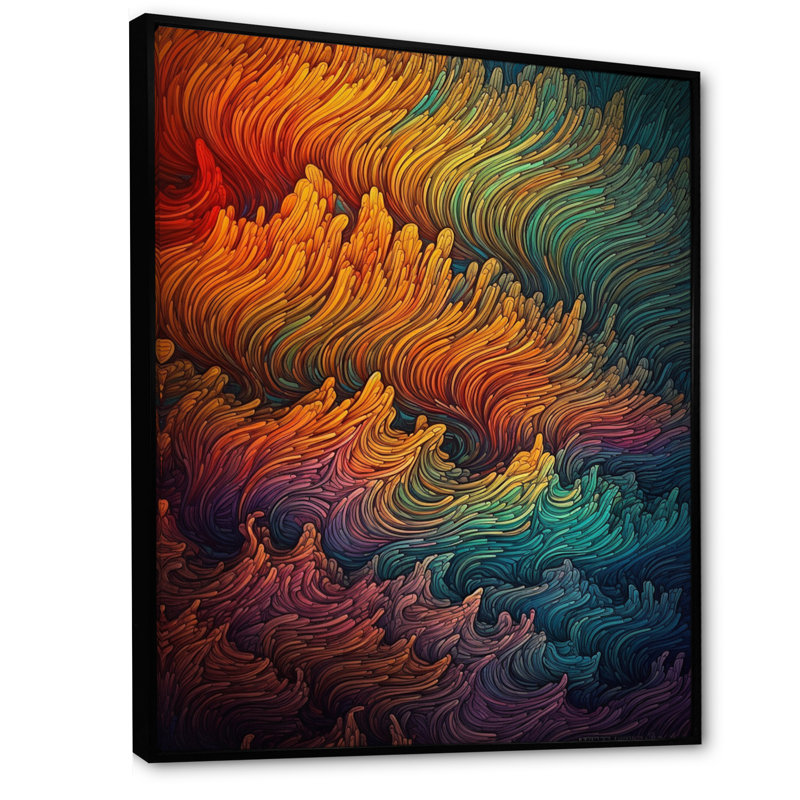 Vagues de couleur arc-en-ciel IV, H 44 po x l 34 po x P 1,5 po, Toile avec cadre flottant noir
