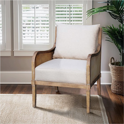 Cane Accent Chair with Removable Back Cushion