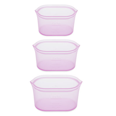 Sacs de rangement pour aliments réutilisables à fermeture éclair | Ensemble de 3 assiettes [Lavande] | Va au micro-ondes, au lave-vaisselle et au congélateur