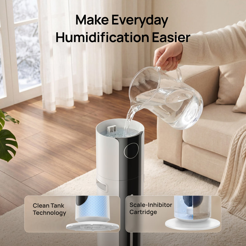 Humidificateur intelligent DREO 10,5L grande pièce 700 pieds carrés, autonomie 75H, 21dB silencieux, remplissage supérieur, lumière 1500 + RVB, application et télécommande
