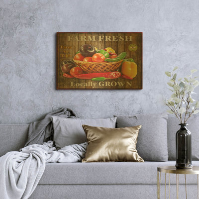 'Farm Fresh V' By Jean Plout Gold Metal Wall Art, 16" x 12"