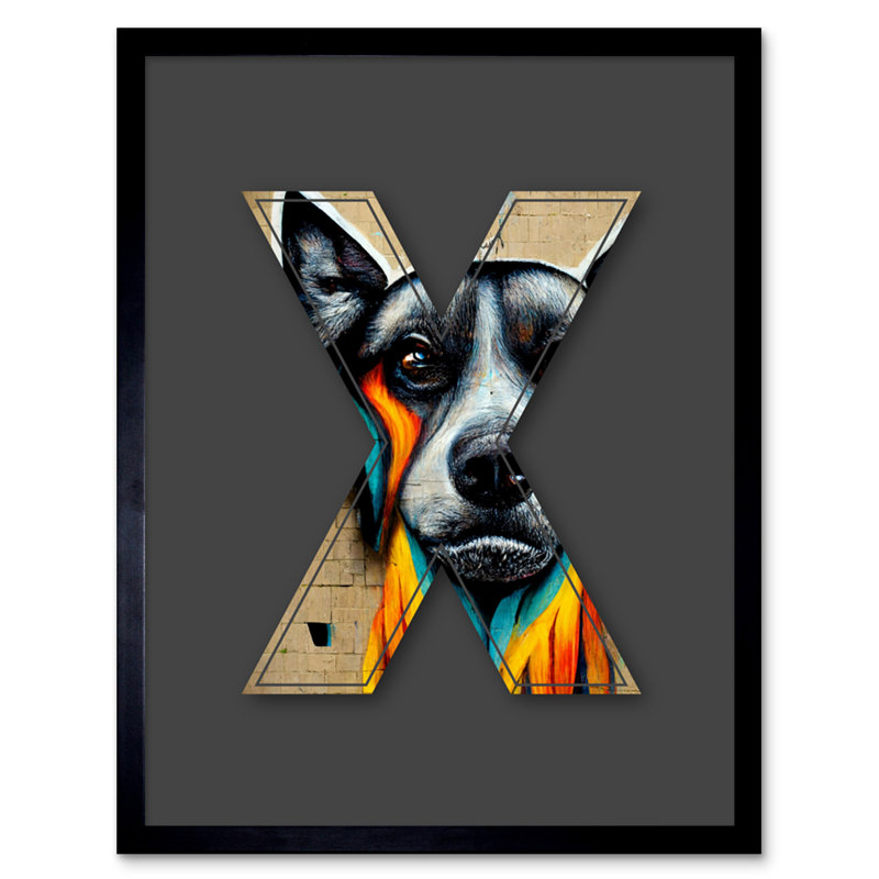 Letter X Dog Snout by Sha & Koko - Single Picture Frame Print