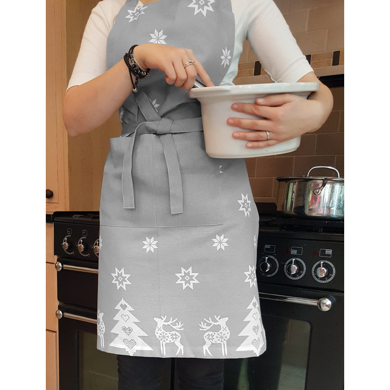 Christmas Bib Apron, Silver/Grey