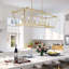 Lustre rectangulaire en acier à 6 lumières à intensité variable pour la cuisine, certifié UL-1830333800