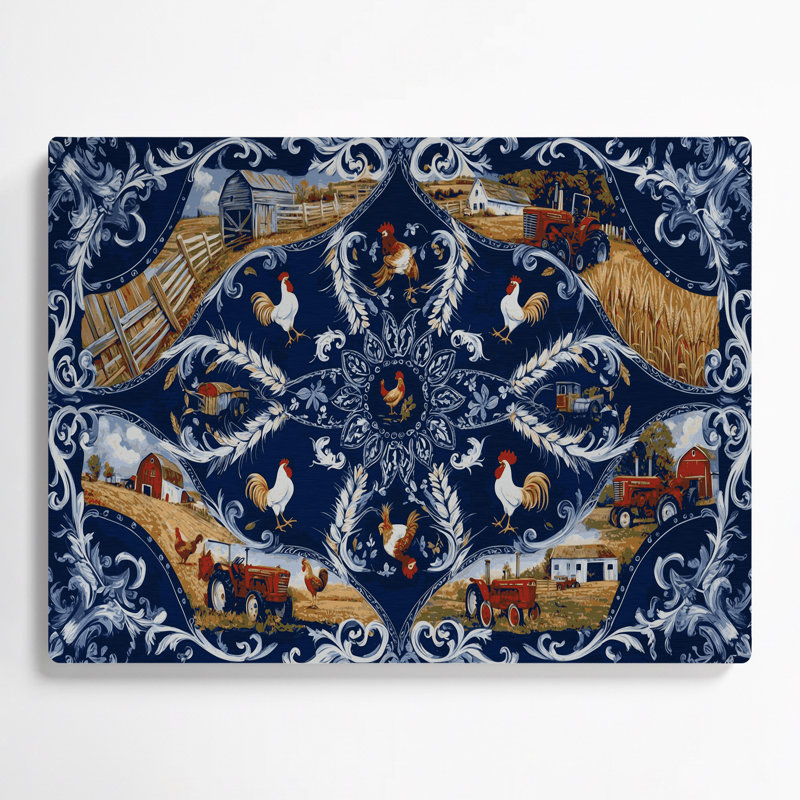 «Farm Bandana», impression sur métal bleu, H 16 po x l 20 po
