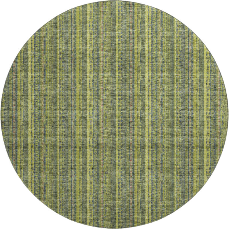 Tapis olive Prisco lavable à la machine de qualité supérieure, Rond 8 pi