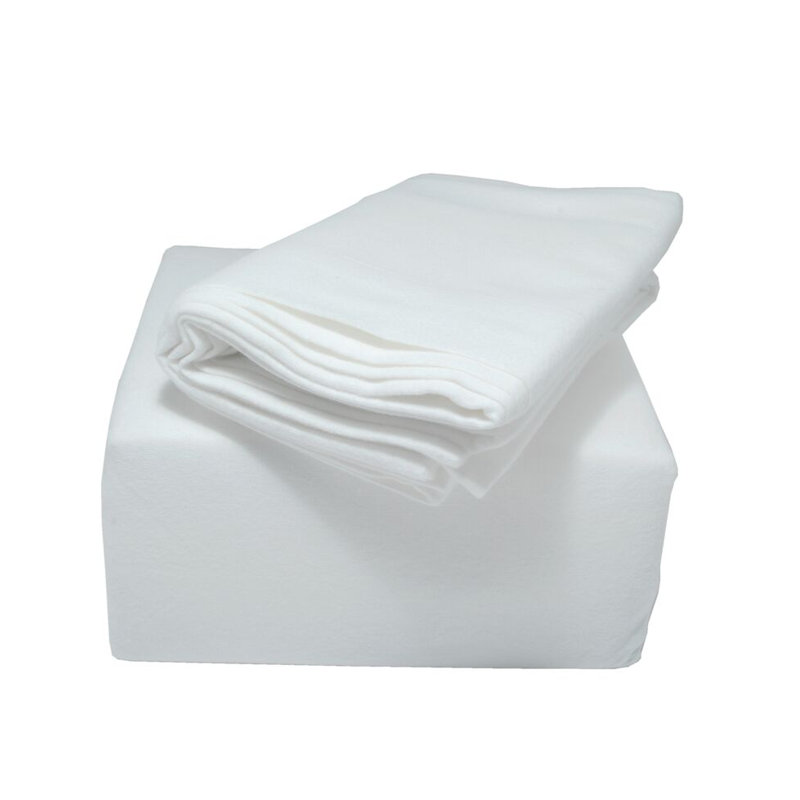 Flannel Fitted Sheet, Double (4'6), White