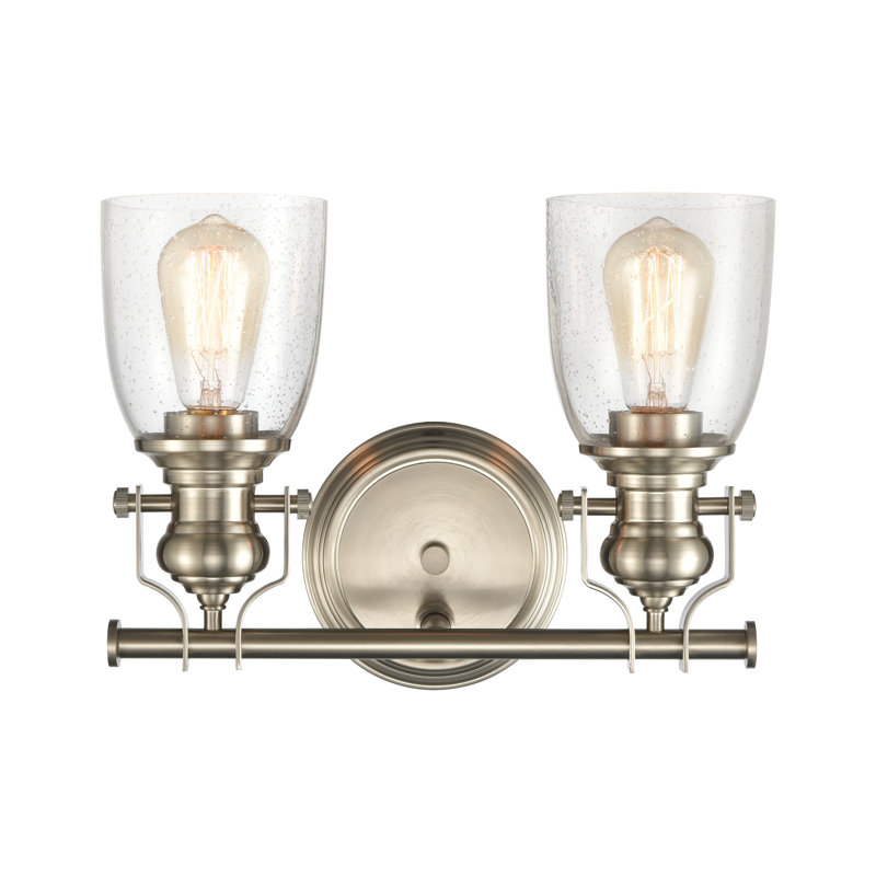 Éclairage pour salle de bain 2 lumières Herold - nickel satiné 14 po de large Herold, Deux lumières