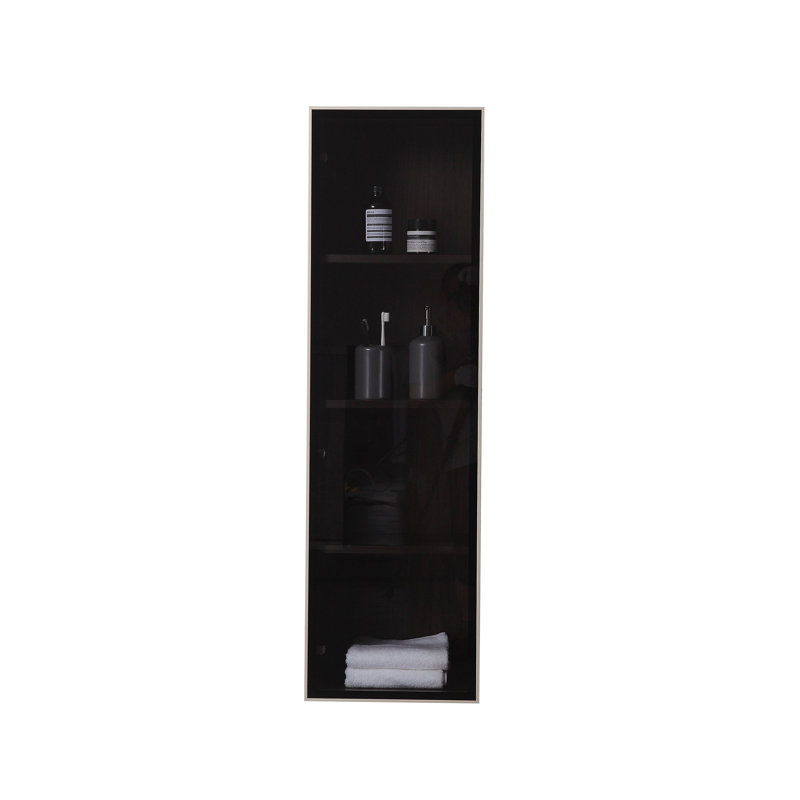 Luce 13" Wall-Mounted Side Cabinet, Dark Walnut/Dark Gold