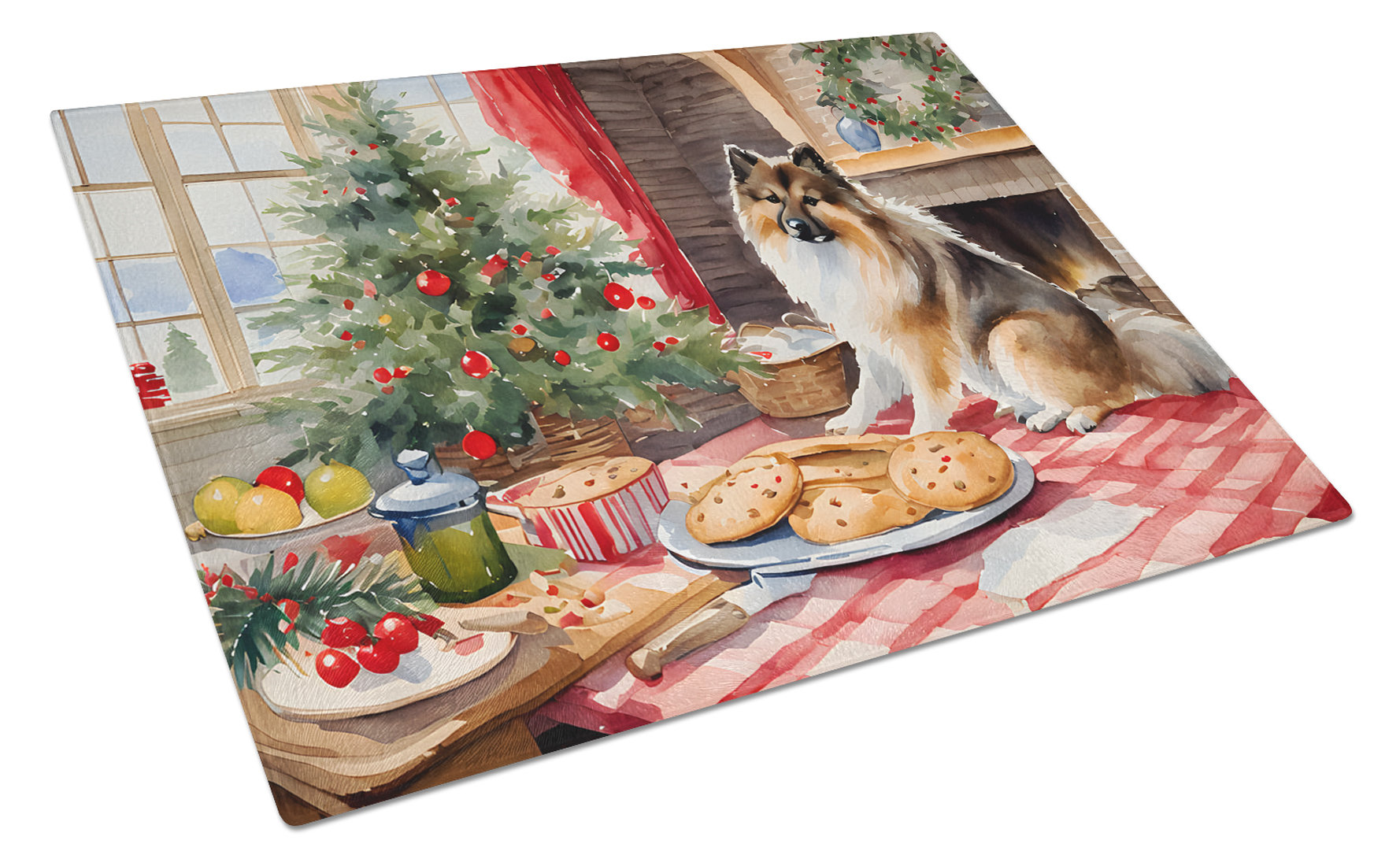Caroline's Treasures Ornamento Natale In Ceramica Keeshond: Decorazione Bianca Con Fiocchi Di Neve Rossi Per Regalo Personalizzato - 5