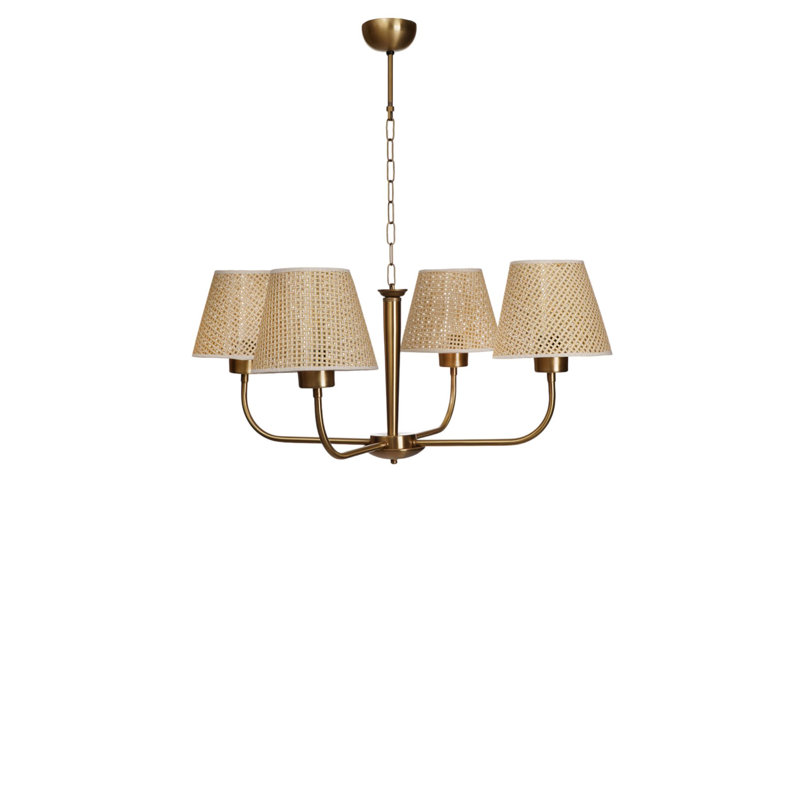 Lustre élégant en métal, finition beige et or, hauteur réglable, 31,5 po x 6,3 po | 4 x douilles E27, 40 W maximum | pour la salle à manger et le vestibule, conception durable et élégante, indice de protection IP20, installation facile