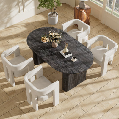 Extendable 59.06" to 90.55" Table Dining Set for 4-8