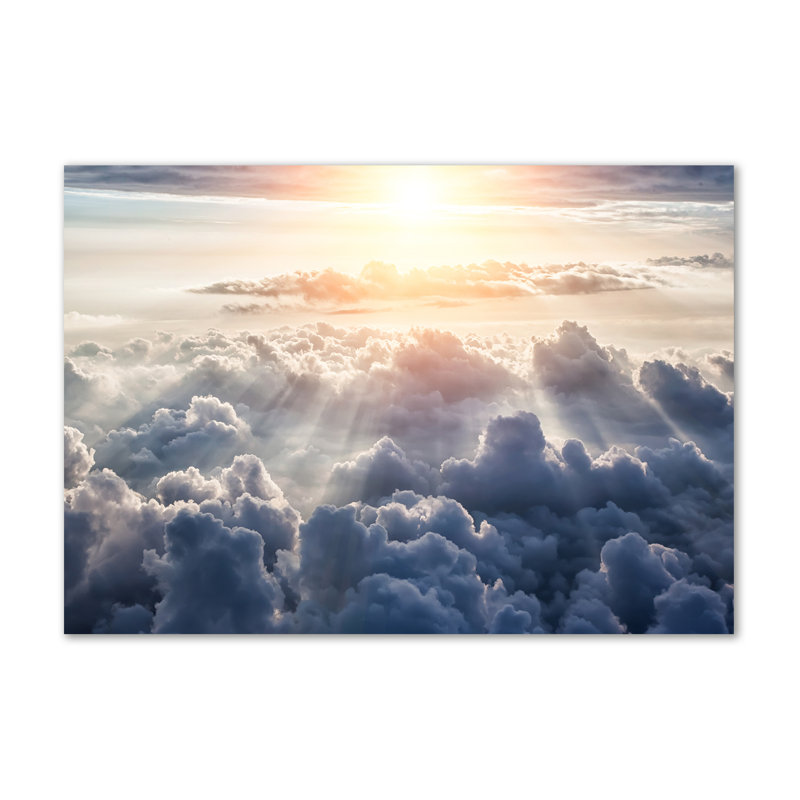 Clouds From A Bird's Eye View - No Frame Print on Glass, 70cm H x 100cm W x 4cm D, Glass