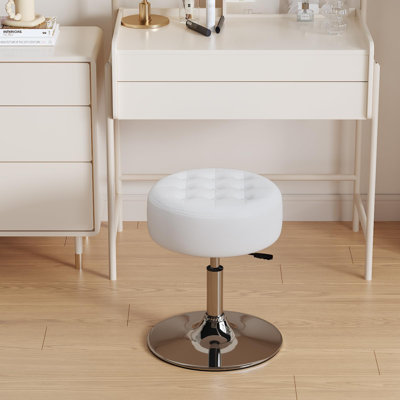 Tabouret de repose-pieds pivotant ajustable Mid-Century Tabouret de coiffeuse moderne de grande taille pour salon de chambre à coucher (blanc)