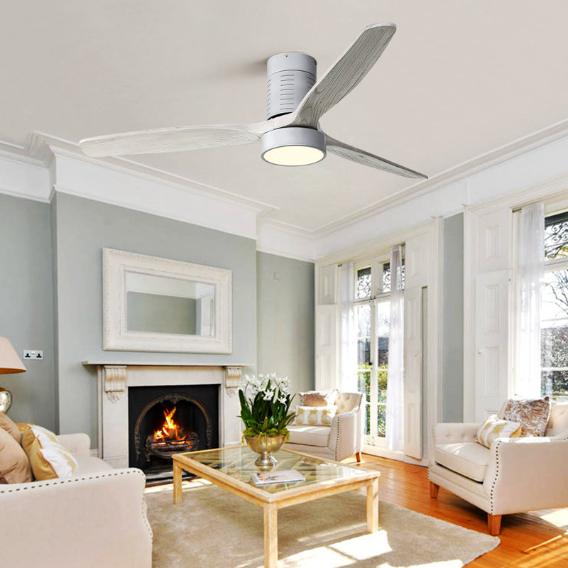 Ventilateur de plafond 51,96 po avec télécommande et ensemble d'éclairage inclus, Argent, Argent