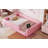 Twin Size Upholstered Platform Bed With Guardrail And Charging Station, Pink-513818943