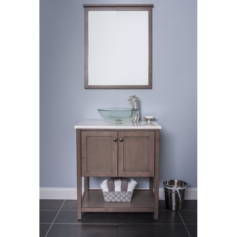 Novatto 16'' Clear Glass Circular Bathroom Sink with Faucet