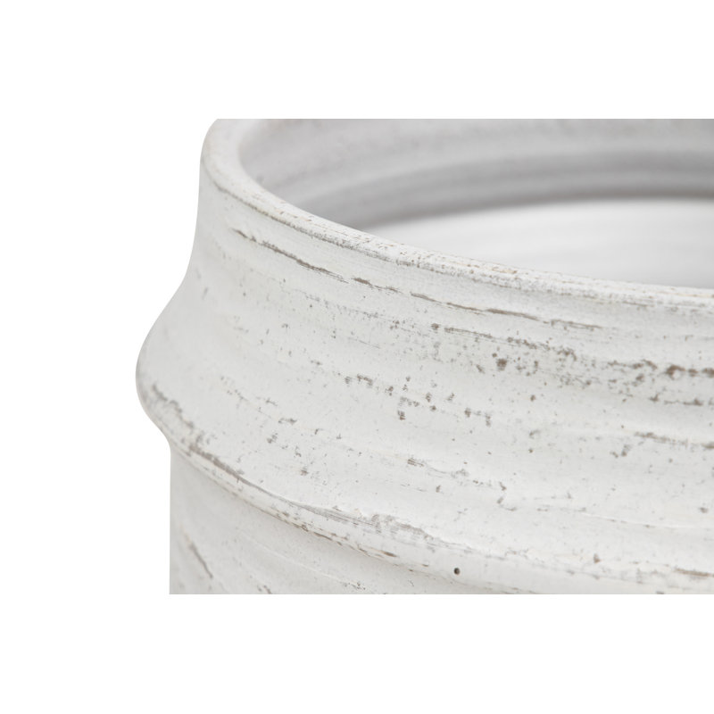 WHITE CERAMIC POT, 33cm H x 34cm W x 34cm D