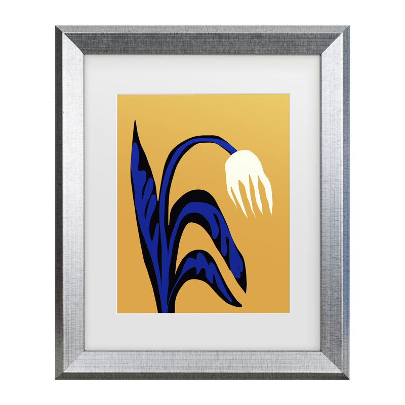 Little Dean  Blue Leaf Bloom Matted Framed Art, 14.5" H x 17.5" W