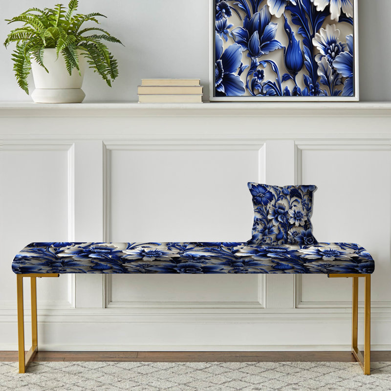 Banc rembourré or, Cobalt Blue Neo Gothic Victorian Pattern I