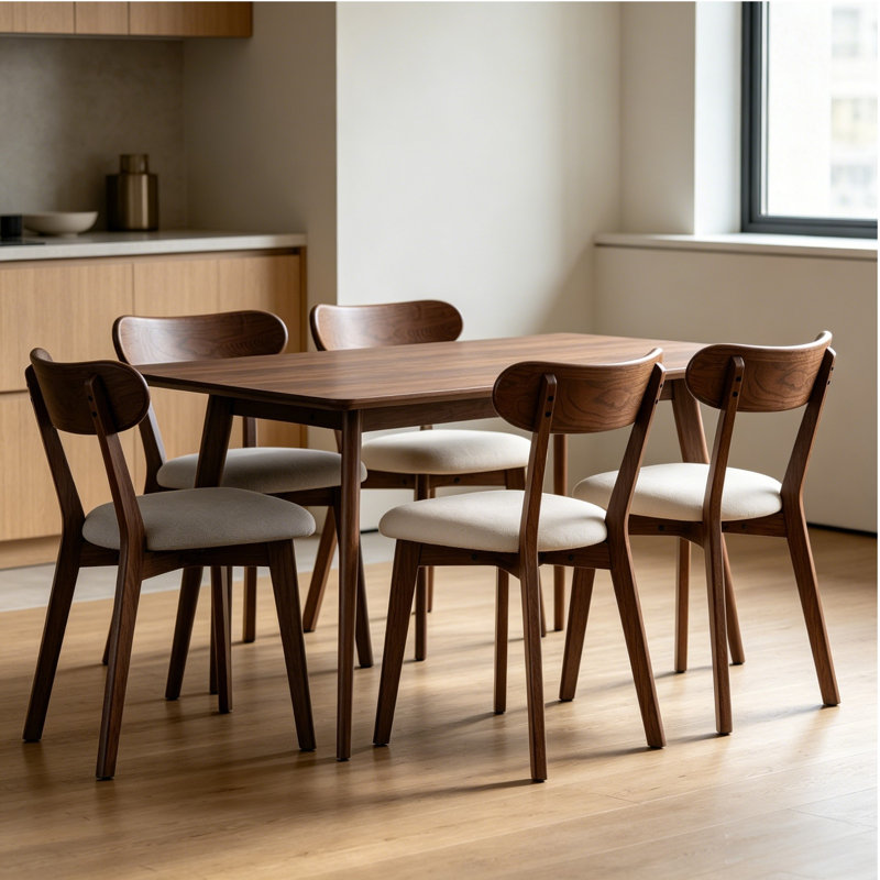 Chaises de salle à manger rembourrées Hoopes, Brun, Beige, 4