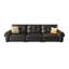 Black Genuine Leather Standard Sofa cushion Loveseat-725807447-725807432