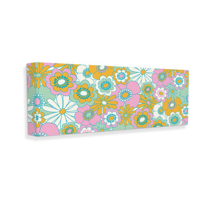 Retro Flower Pattern Canvas Wall Art Design By Carrie Cantwell