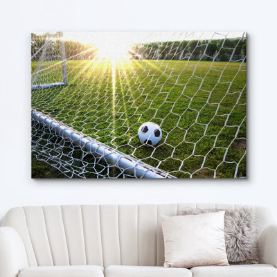 Rayons de soleil sur un terrain de soccer, sportifs, photographie, art moderne, urbain contemporain