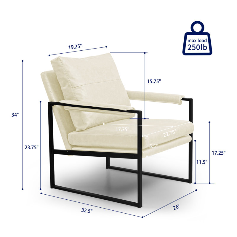 Upholstered Modern Accent Chair with Metal Frame, Oatmeal Polyester Blend