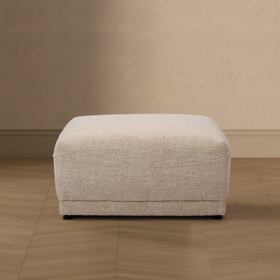 Alden Contemporary Tweed Upholstered Ottoman in Sandstone