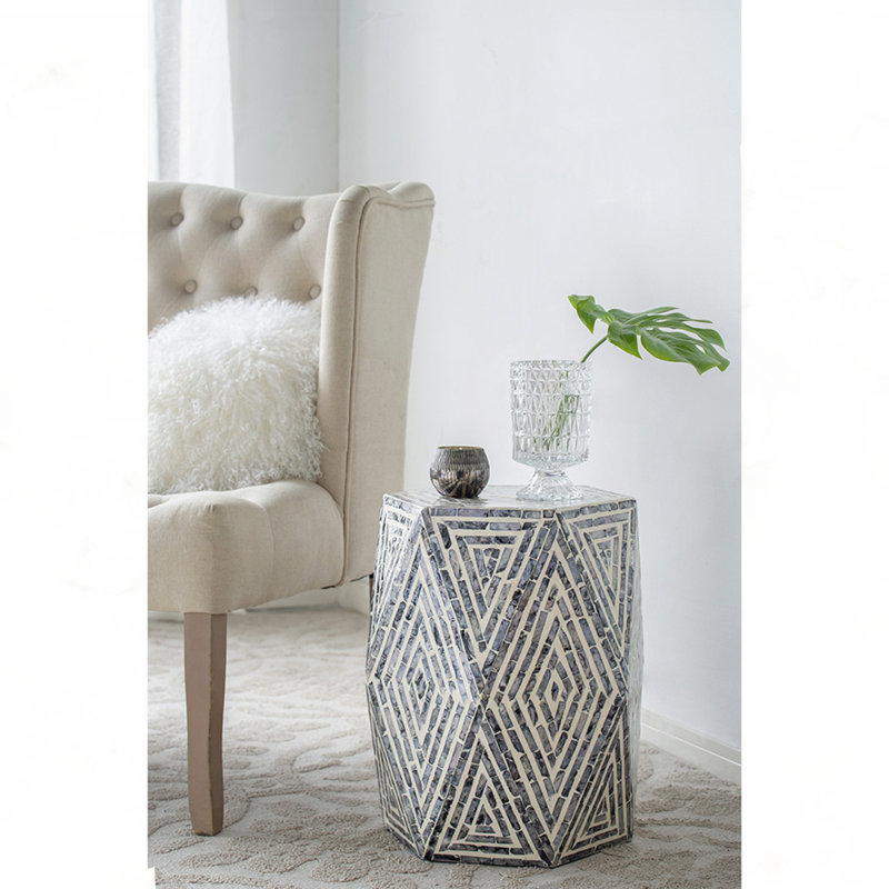 Maverick Hexagon End Table with Diamond Design