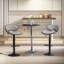 Banessa Grey Swivel Adjustable Height 2 Bar Stools, Kitchen Chair, Vegan Leather