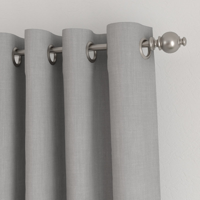 100% Blackout Textured Linen-Blend Grommet Curtain Set, 50" W x 84" L, Light Gray