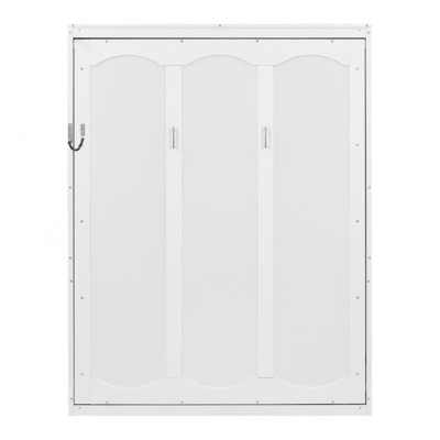 Grand lit escamotable mural avec tablettes, blanc