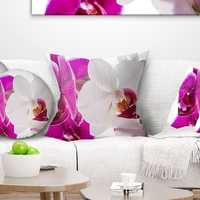 Oreiller floral orchidées Abstract, 16 po x 1 po, Coussin décoratif