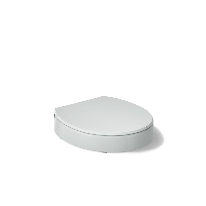 Hyten Elevated Quiet-Close Round-Front Toilet Seat, Ice Gray