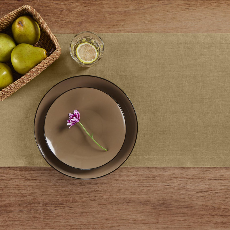 Diana - 100% Pure Linen Table Runner, 120" x 14", Kelp