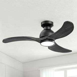 42 in. 3-Blade Smart Wood Ceiling Fan with Light and Remote, 3-Color Dimmable, Reversible DC Motor, Flush or Downrod Mount, Black
