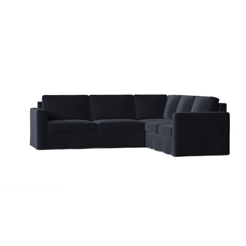 Canapé modulaire de coin large 108 po Bewley, Tissage de table Klein Klein Midnight, Acajou, Accoudoir à droite (vu de face)
