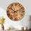 Très grande horloge murale en bois botanique - Fleurs de cerisier avec aquarelle brun terreux