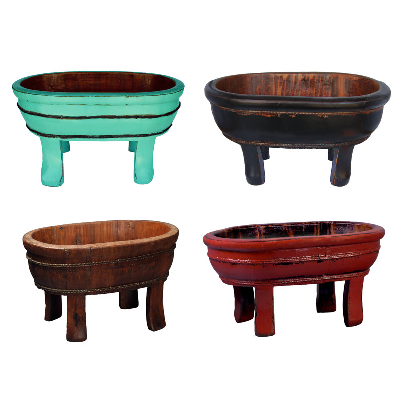 Bol décoratif à quatre jambes ovale rétro, Noir
