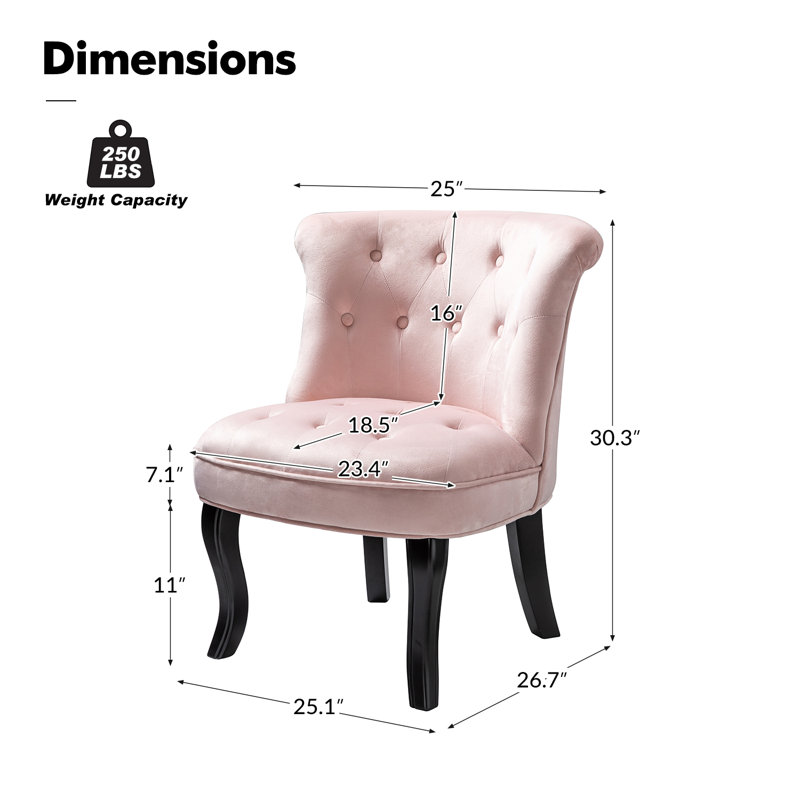 Grenier Traditional Velvet Upholstered Wingback Side Chair with Button-Tufted, Pink Velvet